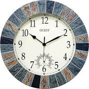 13" Outdoor Garden Wall Clock Waterproof Thermometer Retro Large Silent Decor