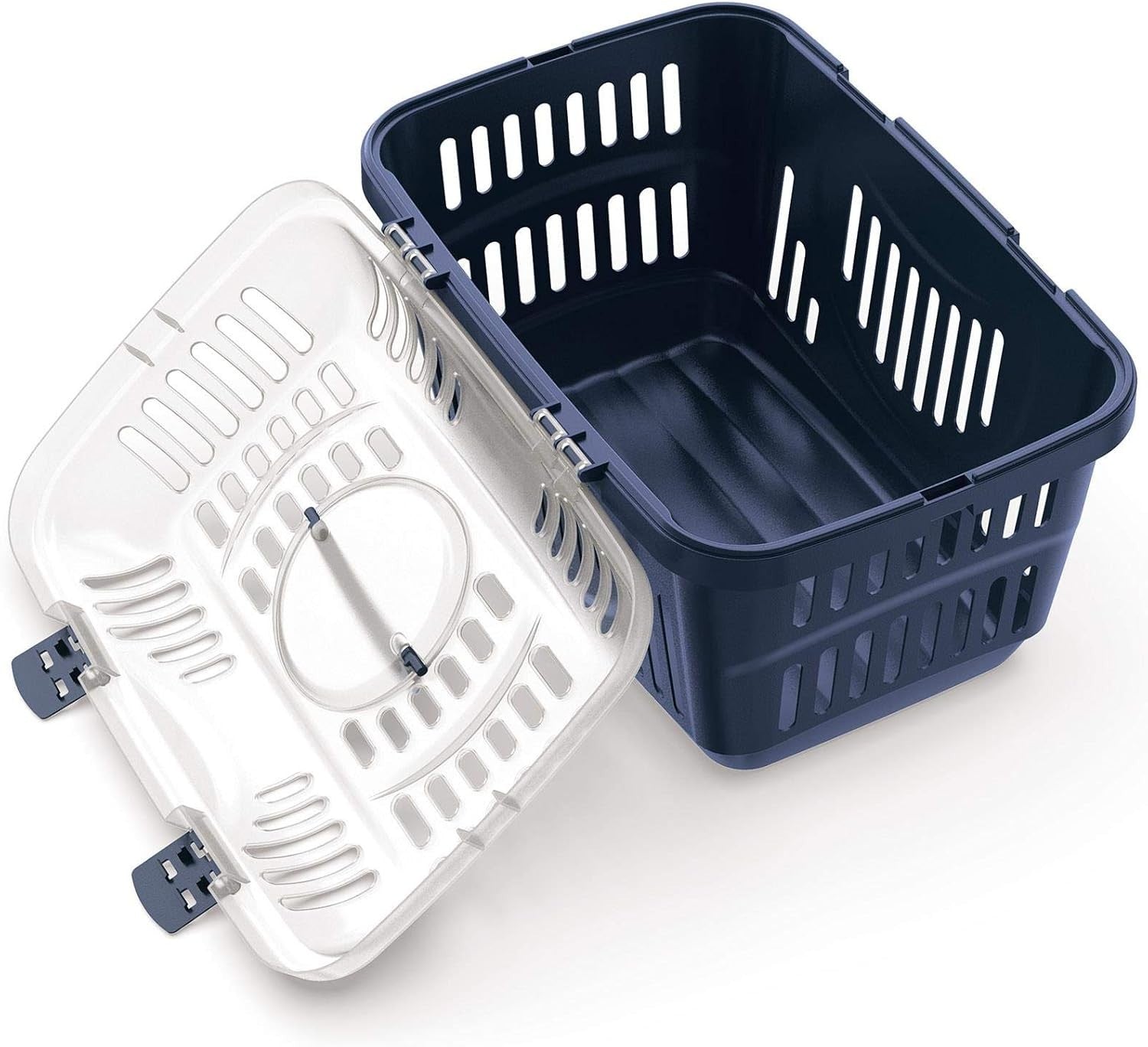 Grey Pet Carrier with Transparent Lid | Small Dog Cat Crate Travel Box Cage