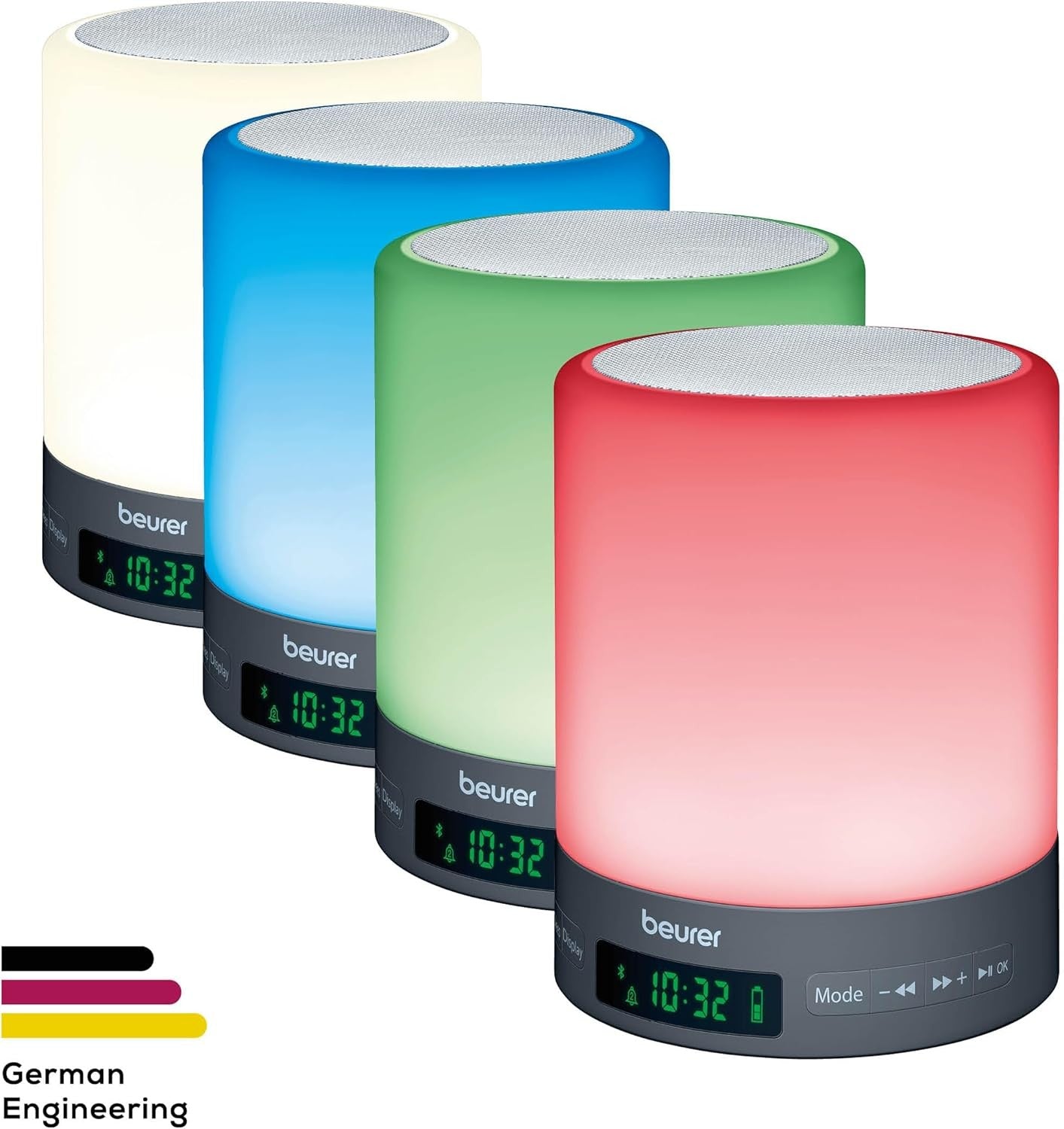 White Wake Up Light Alarm Clock Daylight Lamp FM Radio Bluetooth LED