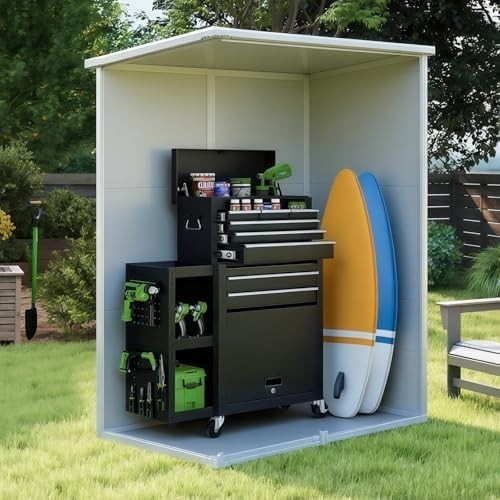 Panana Plastic Garden Storage Shed 5x2.6ft Lockable Outdoor Tool House