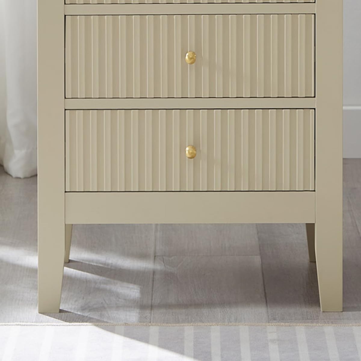 Pair of Taupe 3 Drawer Bedside Tables – Elegant Wooden Nightstands