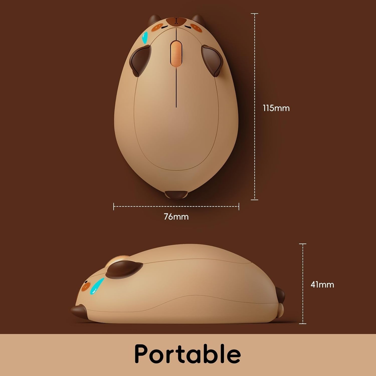 Cute Capybara Wireless Mouse 3200 DPI Bluetooth Silent PC