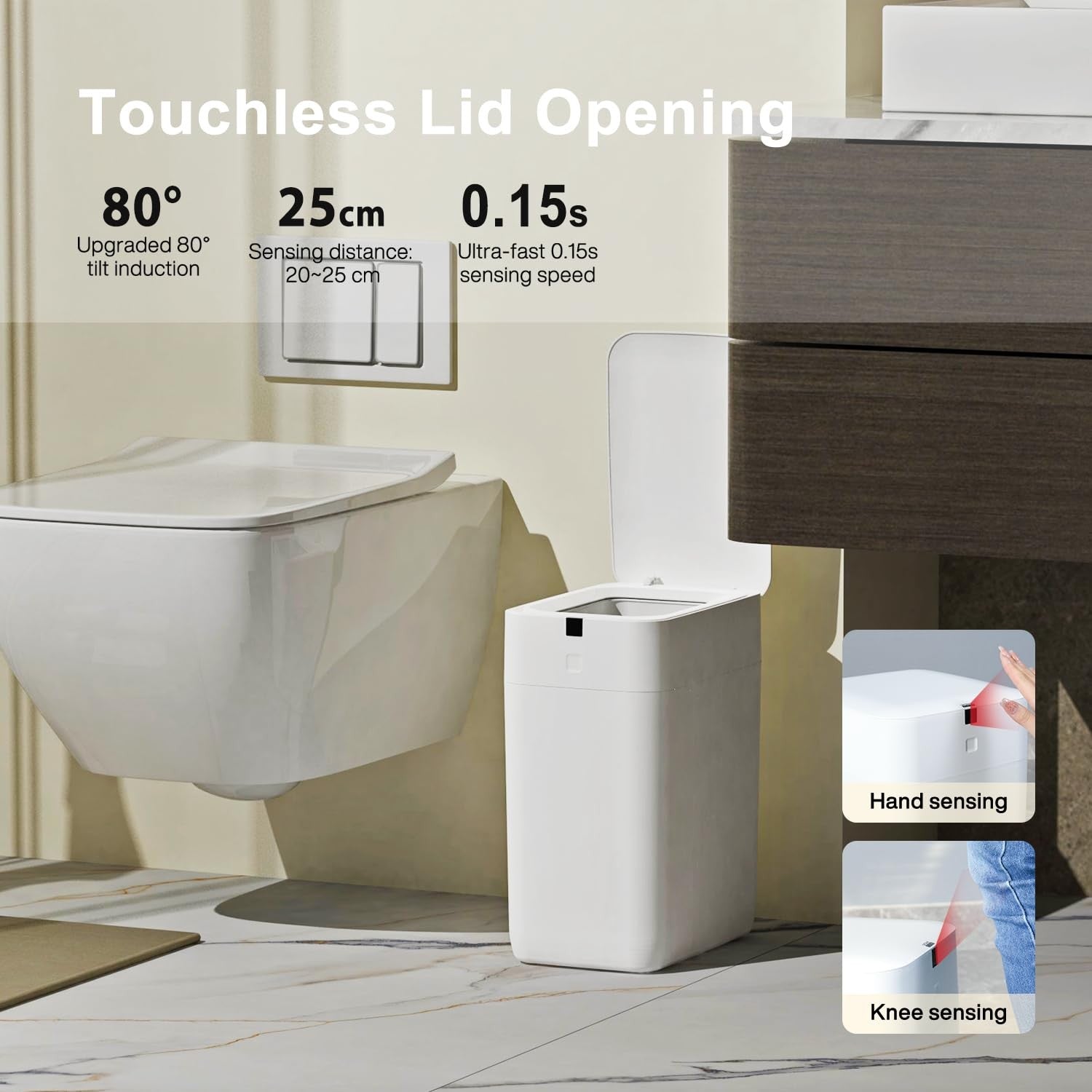 3 Gallon Touchless Smart Trash Can Self-Sealing Automatic Bin