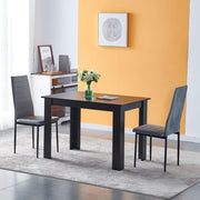5-Piece Black Dining Set with 2 Grey Velvet Chairs Small Space Kitchen