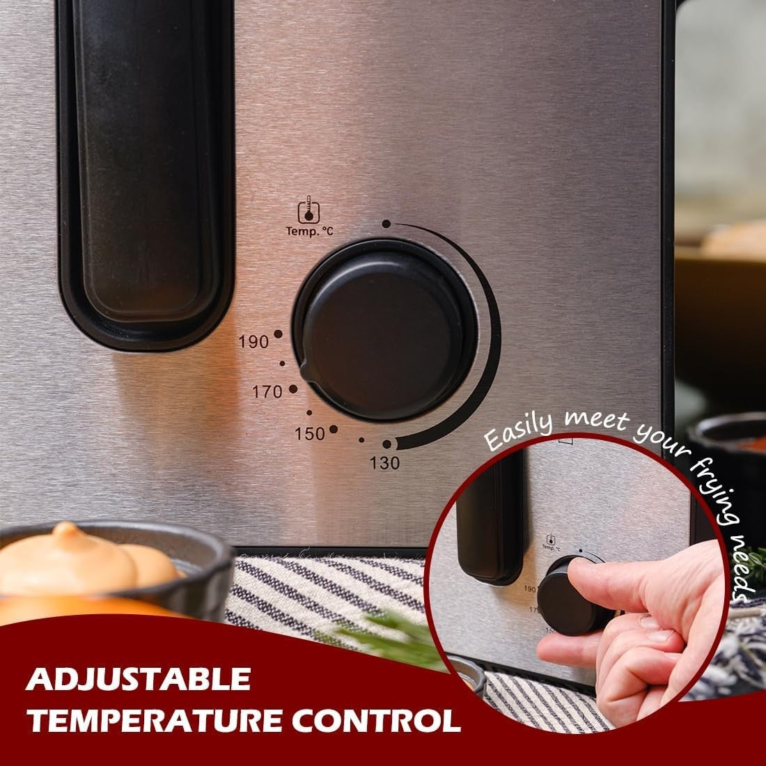 2.5L Deep Fat Fryer 1600W Easy Clean Adjustable Temp Viewing Window