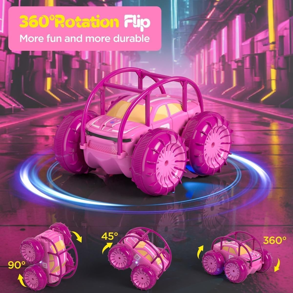 4WD RC Stunt Car 360° Flip Waterproof Remote Control Car LED Lights Toy Gift