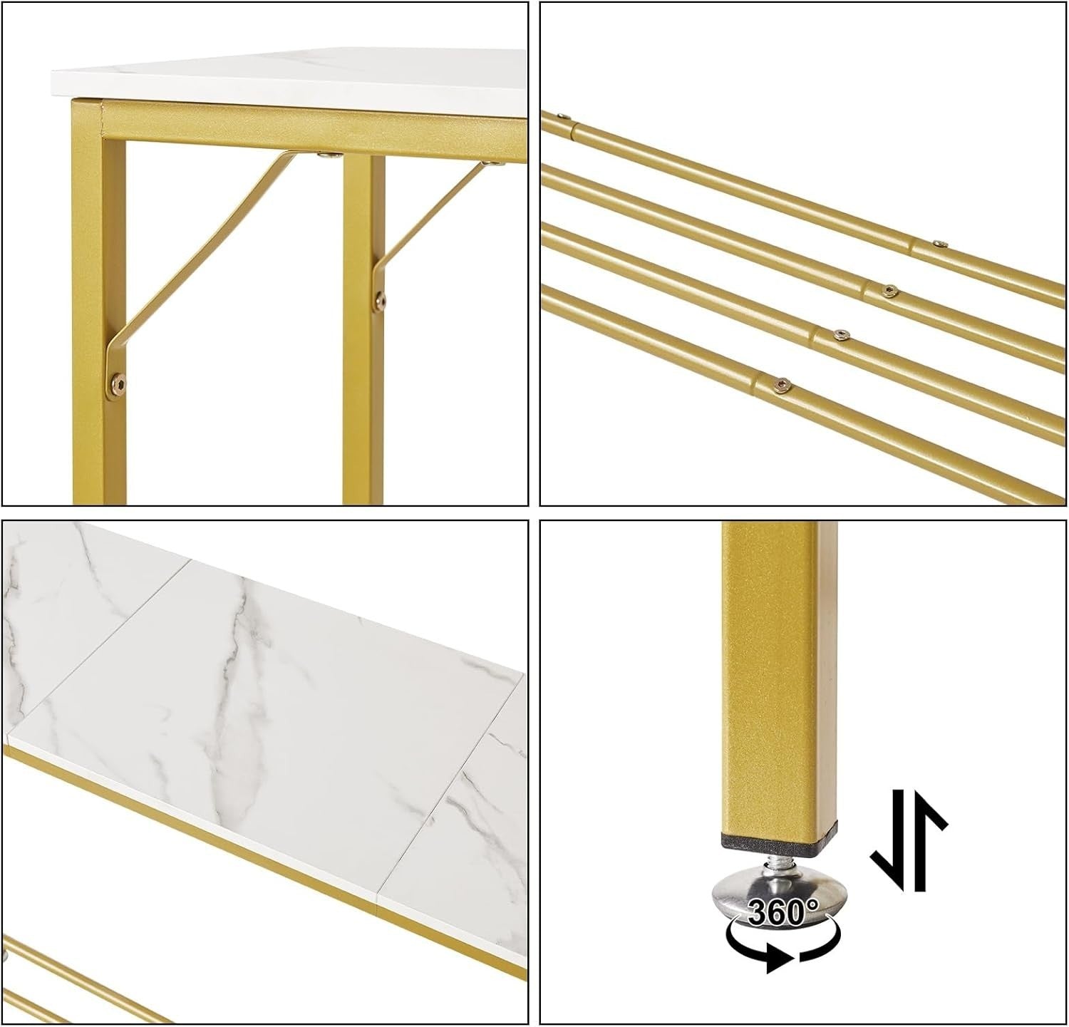 Slim Metal Frame Console Table 107cm Compact Hallway Sofa Table