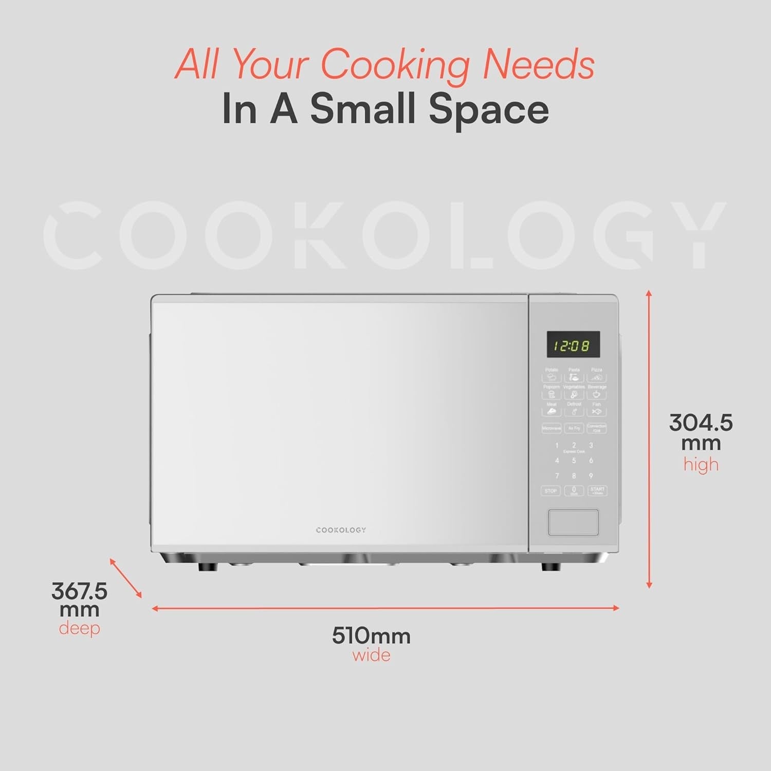 Silver 28L Combi Microwave with Air Fryer & Grill 900W 9 Presets