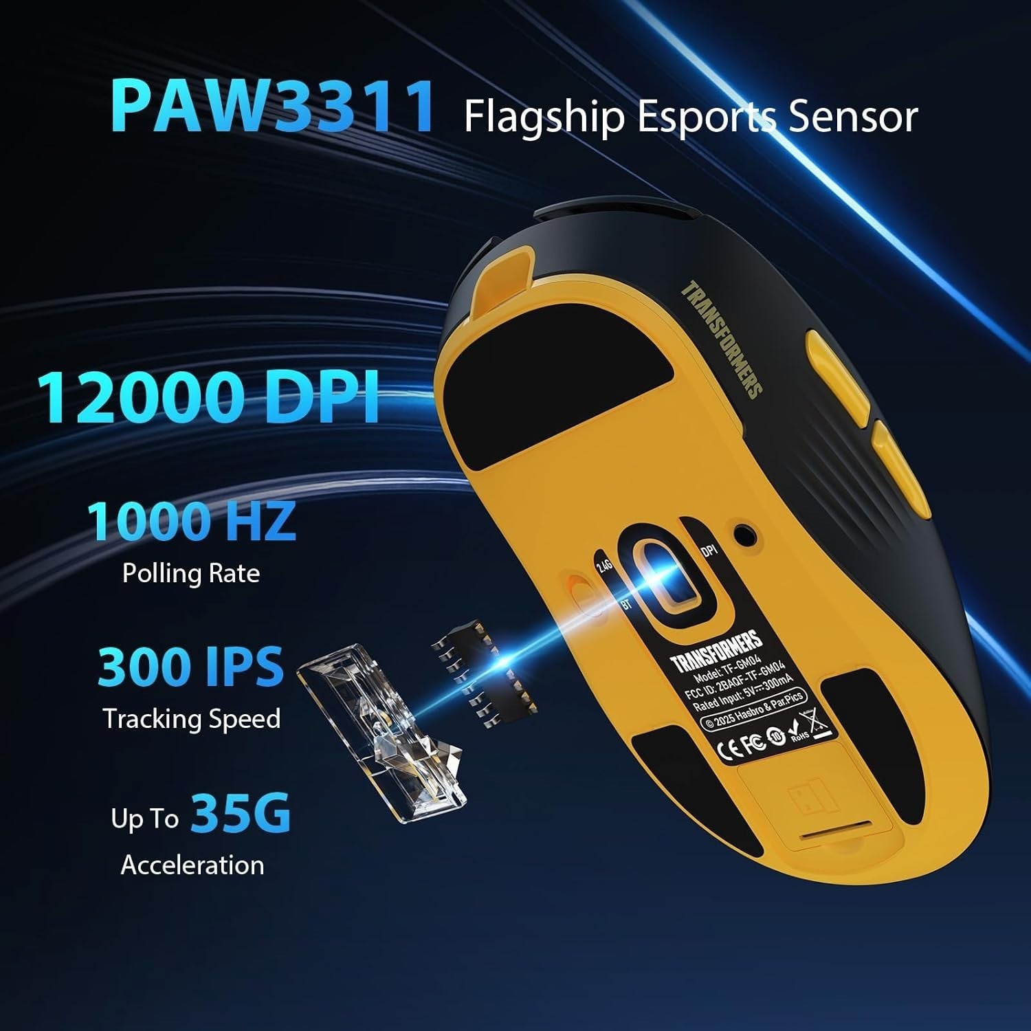 Wireless Gaming Mouse 63g 12000 DPI RGB Programmable 100H