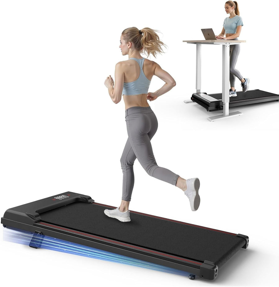 Under Desk Walking Pad Treadmill 1-8km/h 7% Incline 2.5HP LED Compact
