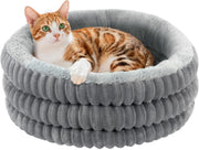 Fluffy Donut Cat Bed Round Calming Pet Bed Washable 50.8cm Non Slip