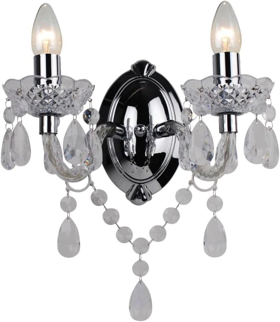 Clear Acrylic Wall Light Twin Sconce | Dimmable LED Compatible Elegant Lamp