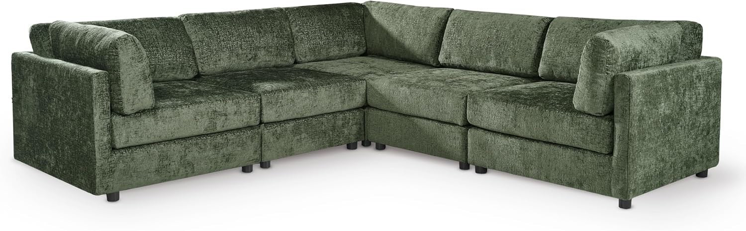 Large Green Chenille Modular Corner Sofa – 5 Seater L Shape 260cm x 260cm