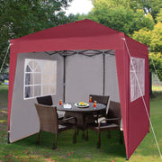 2x2m Pop Up Gazebo Waterproof w/ Sides Red Silver Protective Canopy