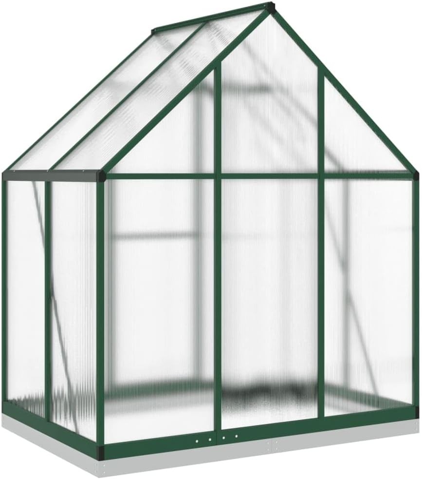 Aluminium Walk-In Greenhouse 169x114x202cm Green Polycarbonate with Base