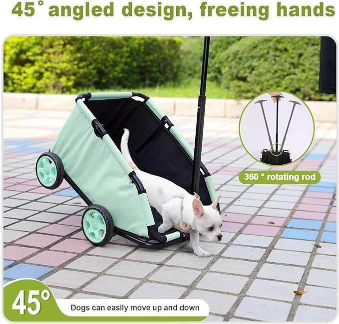 Mini Pet Wagon Pull Handle Foldable Dog Carrier Cart with Wheels Travel