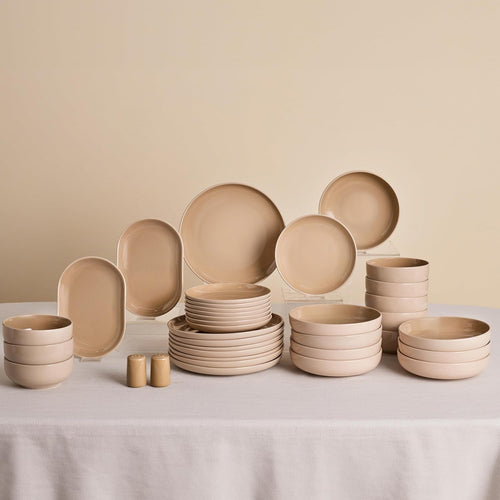 36 Piece Stoneware Dinner Set for 8 Plates Bowls Pasta Dishwasher Safe
