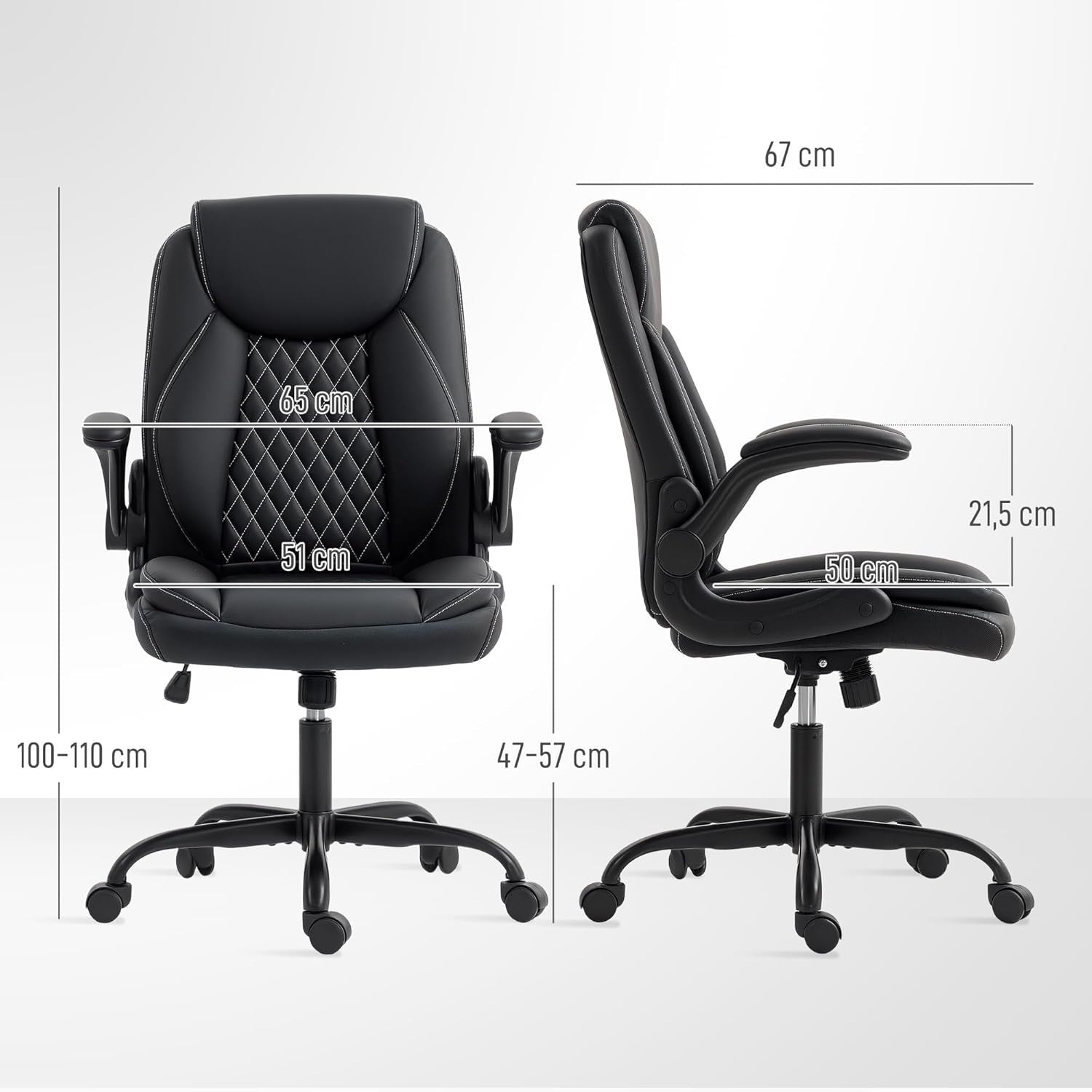 Office Chair Black Faux Leather Computer Desk Swivel Home Rolling Adjustable Hei
