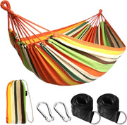 Portable Cotton Hammock with Tree Straps & Travel Bag, 204lb Capacity