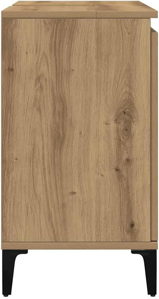 Artisan Oak Bathroom Sink Cabinet | 58x33x60cm Modern Vanity with Metal Legs