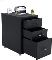 Compact Metal Rolling File Cabinet 3 Drawer Under Desk Storage Black