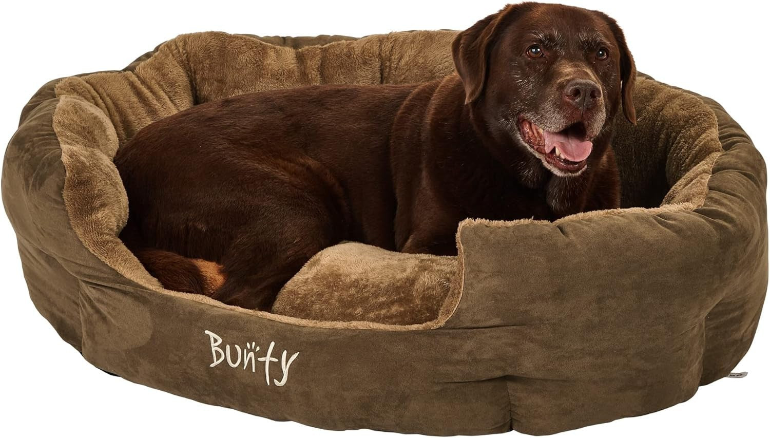 XL Calming Dog Bed 90x70x28cm Fluffy Fleece Washable Brown