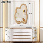 Rustic Irregular Wooden Wall Mirror 70x50cm Decorative & Durable