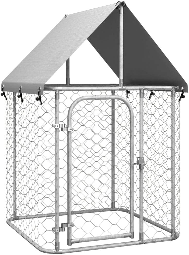Small Outdoor Dog Kennel 100x100x150cm – Steel Frame + Roof Shelter + Lock