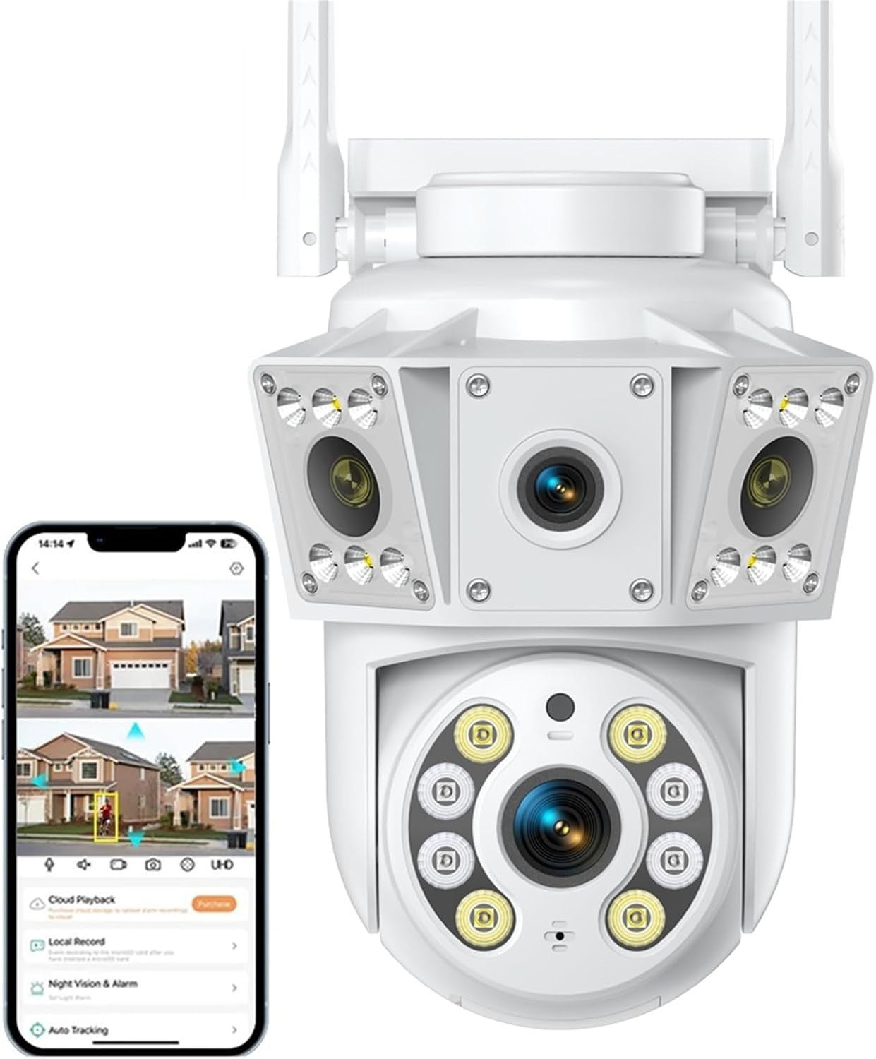 Dual Lens PTZ Security Camera Outdoor 360° WiFi Color Night Vision