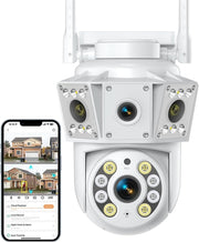 Dual Lens PTZ Security Camera Outdoor 360° WiFi Color Night Vision