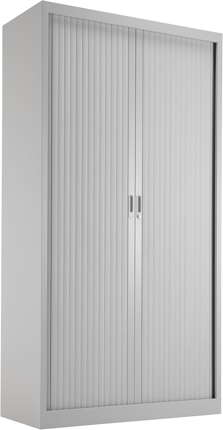 Tall Grey Metal Lockable Storage Cabinet Office Cupboard Adjustable Shelves