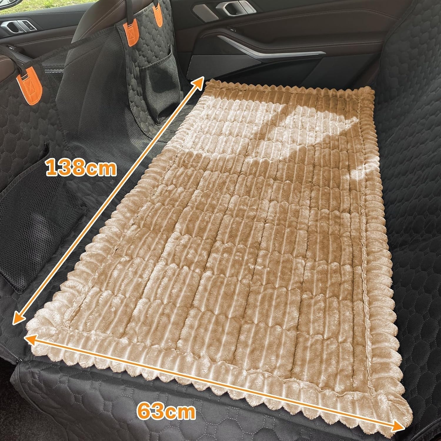 Plush Dog Travel Bed Car Rear Seat Protector Non Slip Mat 138x63cm
