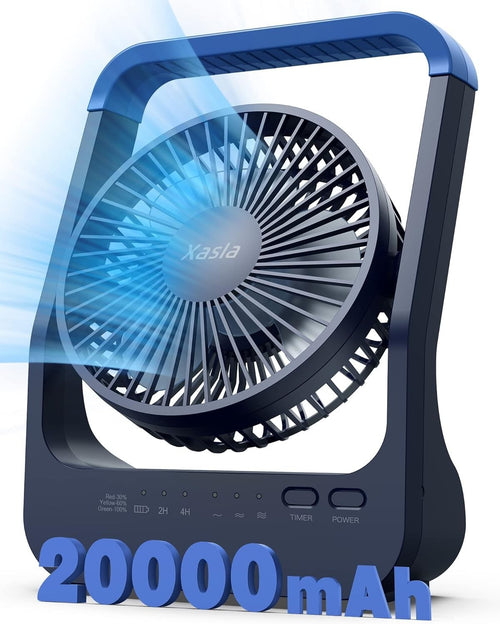 20000mAh Camping Fan – Blue 360° Portable Desk Fan w/ Timer & Adjustable Tilt