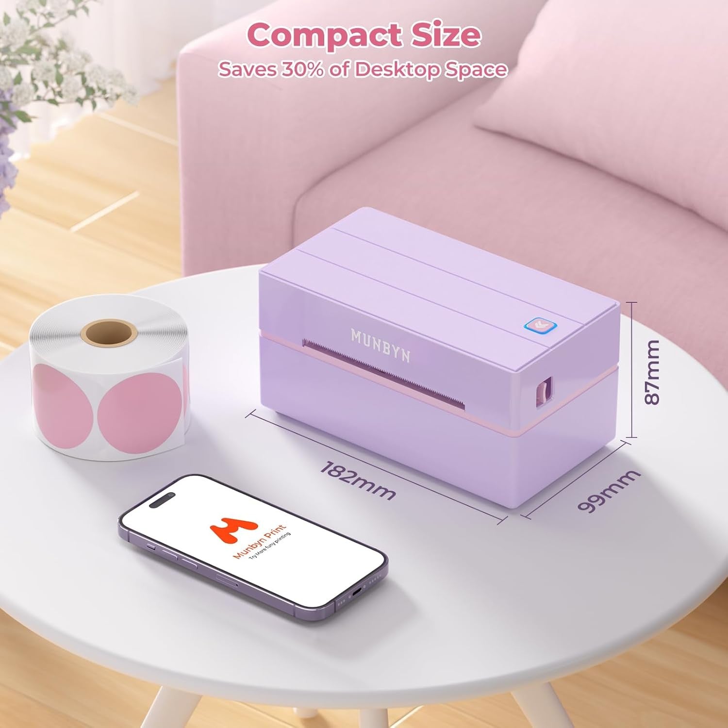 Bluetooth Shipping Label Printer 4x6 Thermal USB Purple