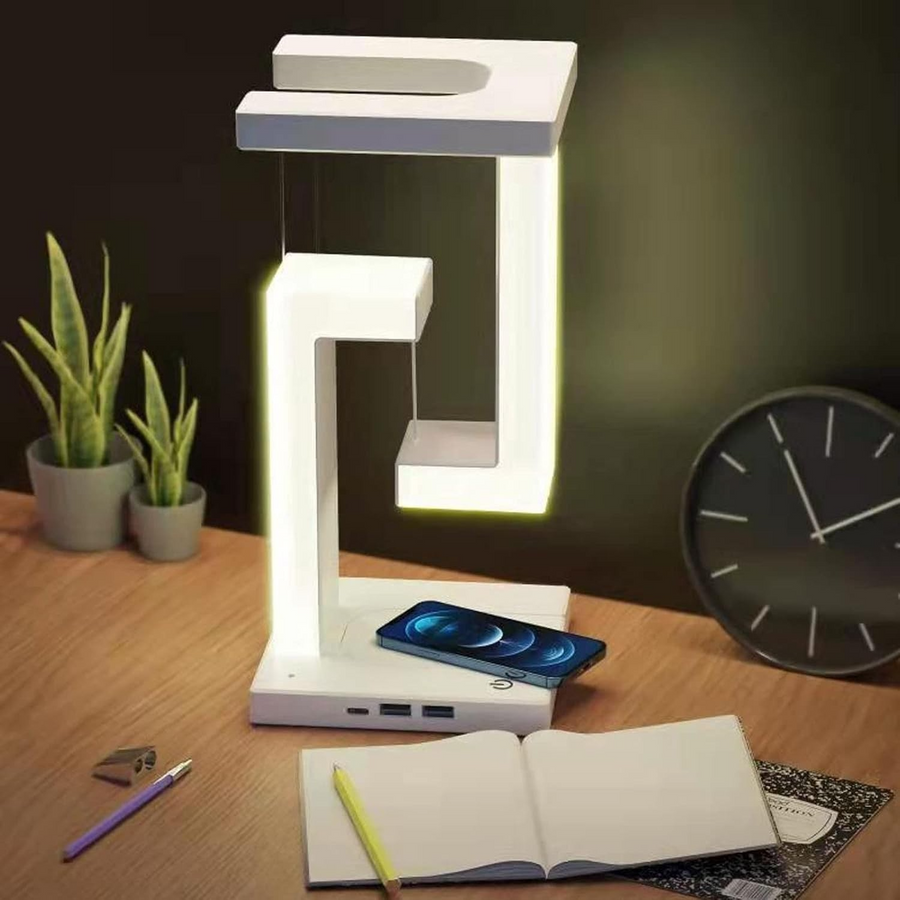 Finish Magnetic Levitating Desk Lamp LED Touch Lamp 3-Level Wireless Charger