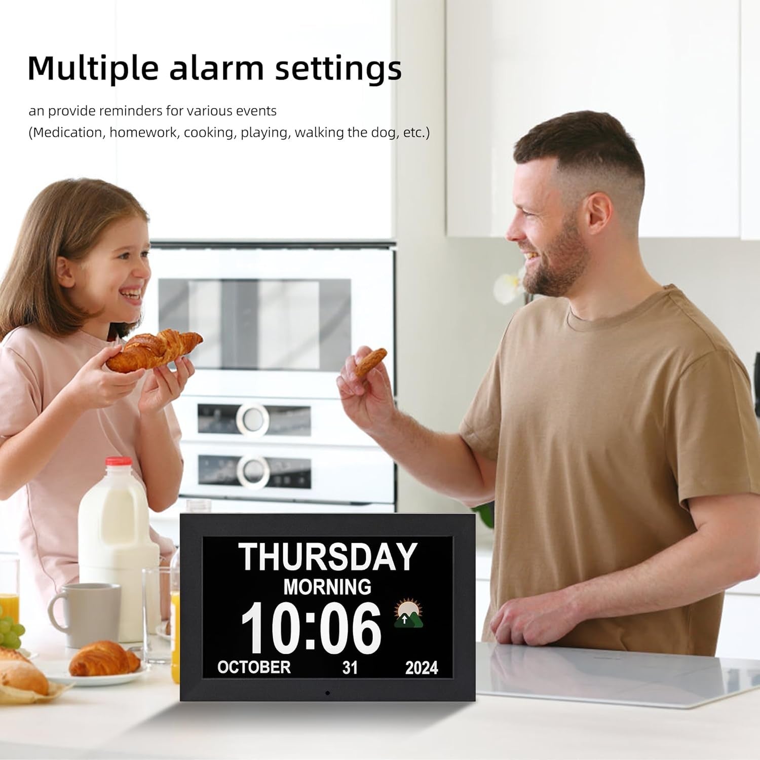 Large Digital Dementia Clock Date Day Time Alarm for Elderly Wall Desk