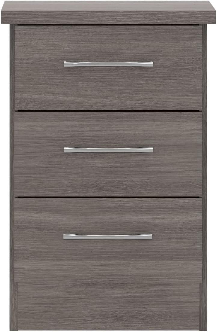 Black 3 Drawer Bedside Table – Modern Wooden Nightstand