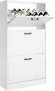 White Slim Shoe Cabinet 3 Drawer Space Saving Hallway Storage Unit