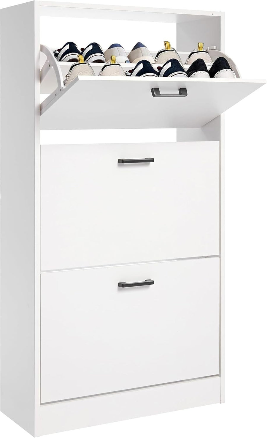 White Slim Shoe Cabinet 3 Drawer Space Saving Hallway Storage Unit