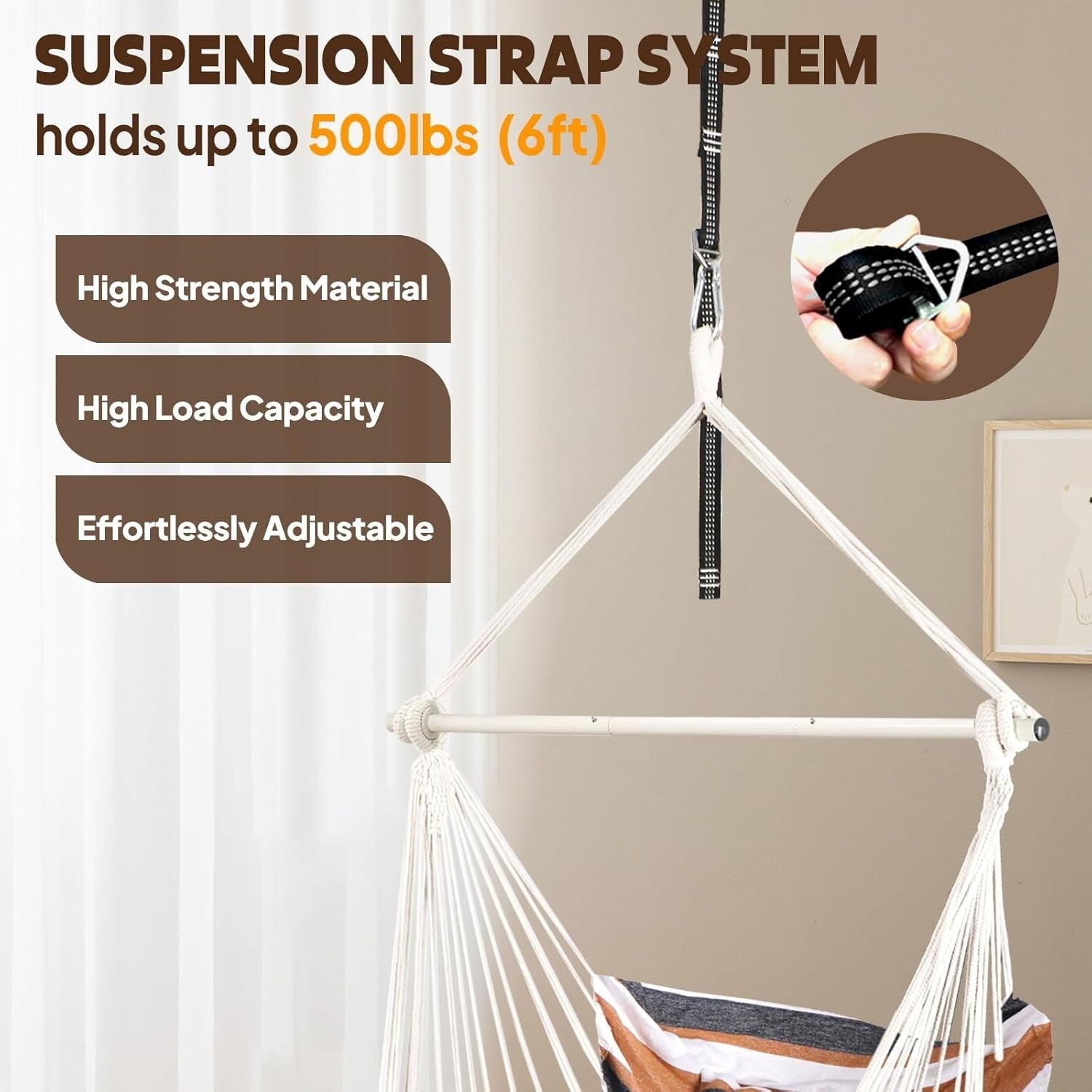 Hammock Chair with Footrest & 2 Cushions | 550lbs Heavy Duty Indoor Outdoor Seat