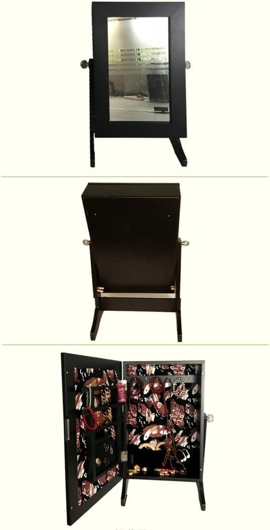 Black Desktop Jewellery Cabinet with Mirror Lockable Organizer Drawers