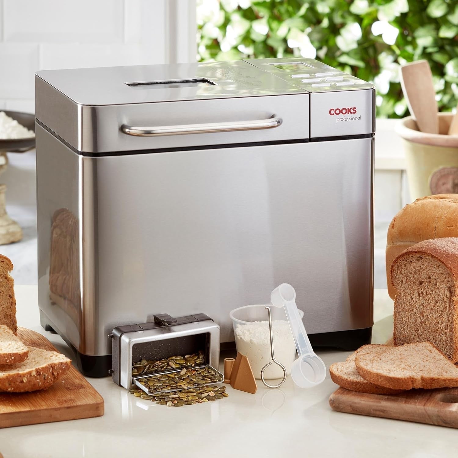 1KG Digital Bread Maker 19 Programs Fruit & Seed Dispenser Silver