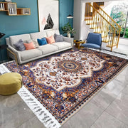 Large Blue Vintage Oriental Rug 200x290cm Distressed Low Pile Living Room