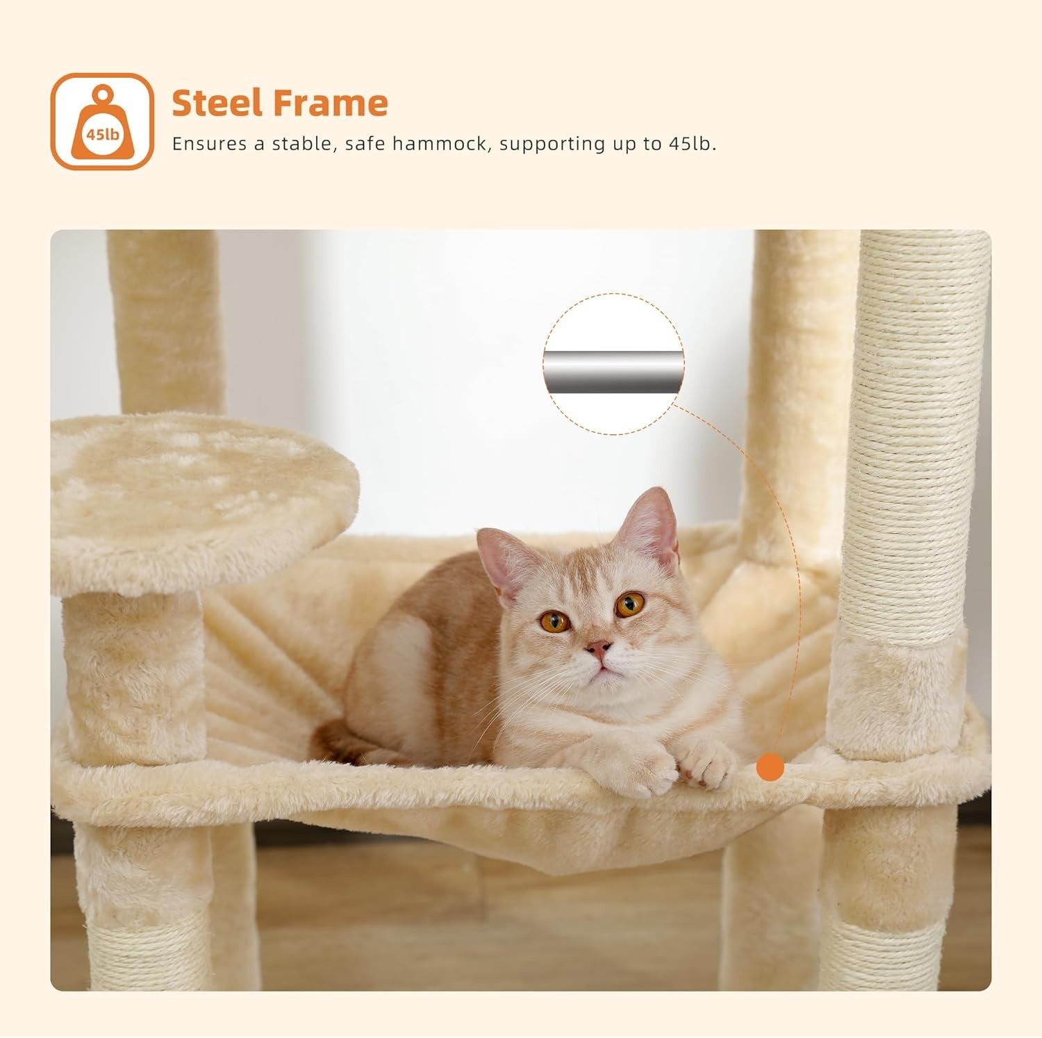 Large Cat Tower 143cm Multi Level Scratching Posts Hammock Condo