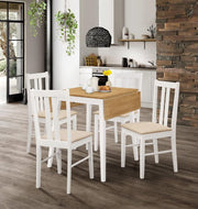 Drop Leaf Dining Table Set with 4 Chairs Oak White Foldable Space Saving