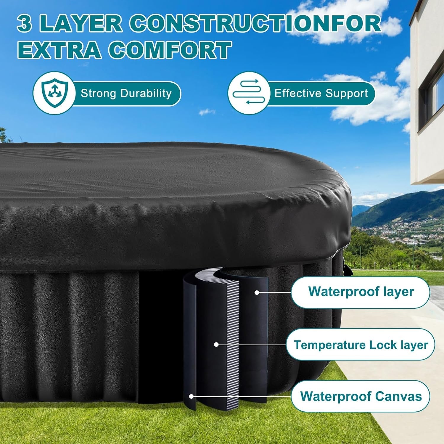 1–2 Person Inflatable Hot Tub Oval Spa 100 Air Jets Heated Portable