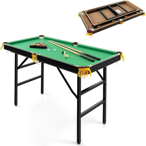 4FT Folding Pool Snooker Table Set Portable Billiards w Cues Balls