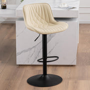 Beige Bar Stool PU Leather Swivel Height Adjustable Kitchen Chair