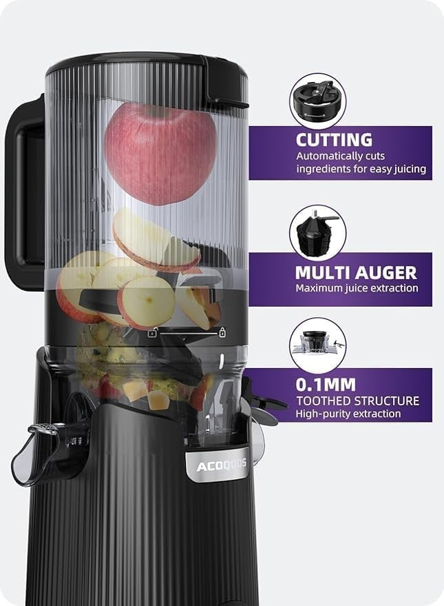 Cold Press Juicer 135mm Wide Feed Opening 300W High Yield Easy Clean