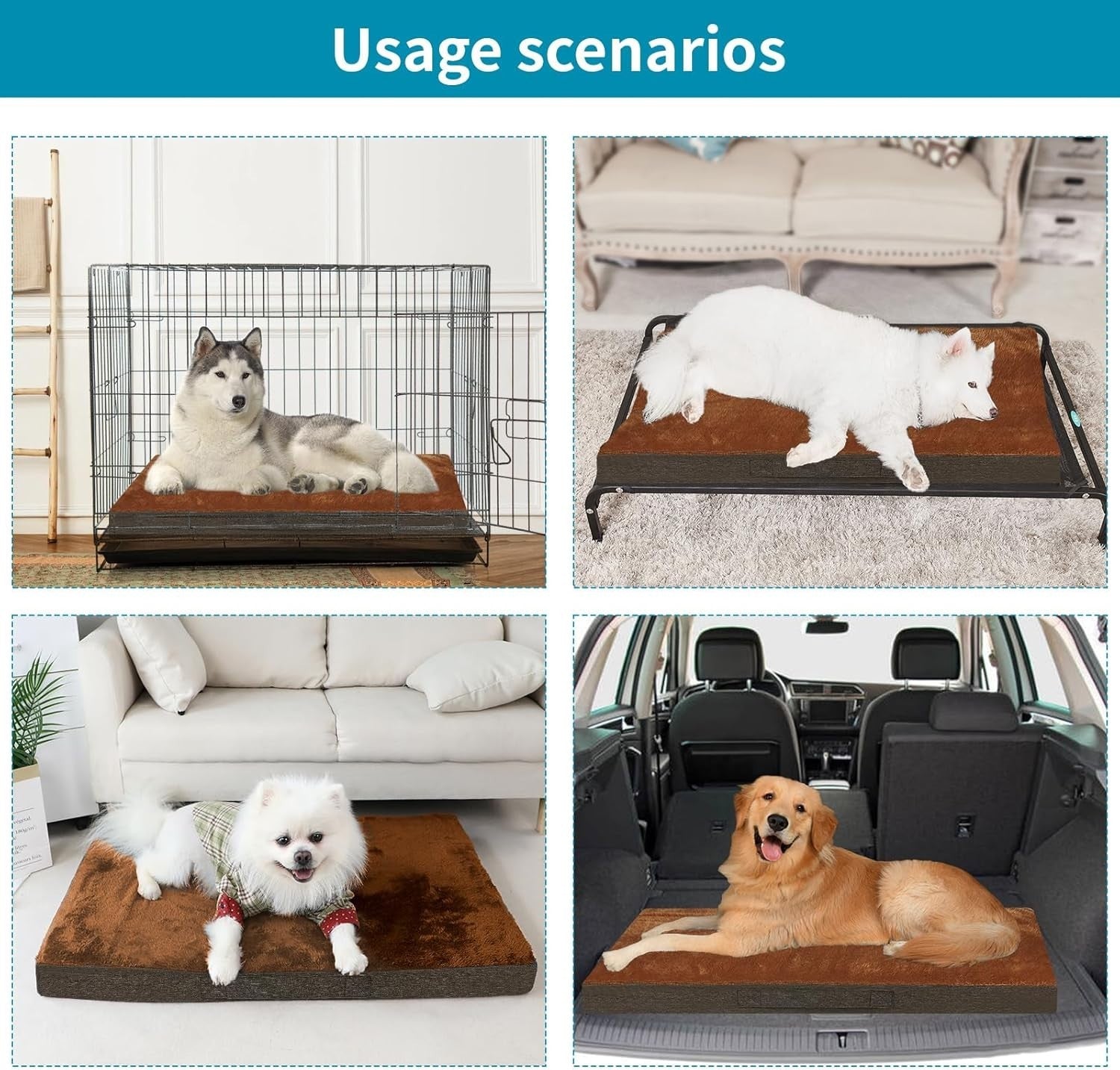 XL Waterproof Orthopedic Dog Bed 120x75x7.5cm Washable Brown